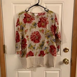 3/4 Sleeve Floral Blouse